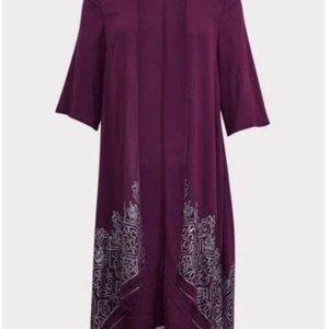 Size 3/4 | Torrid Burgundy Crepe Sequin Kimono